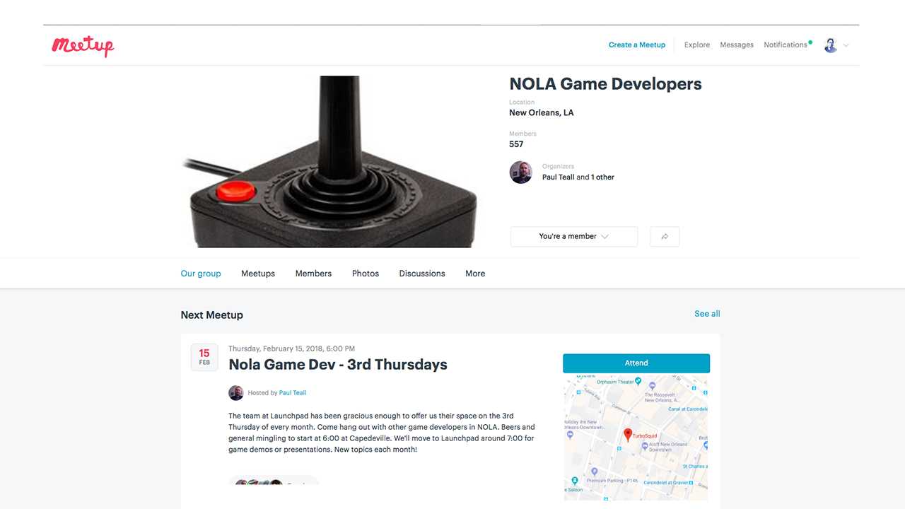 NOLA Game Developers Meetup May '18 news story