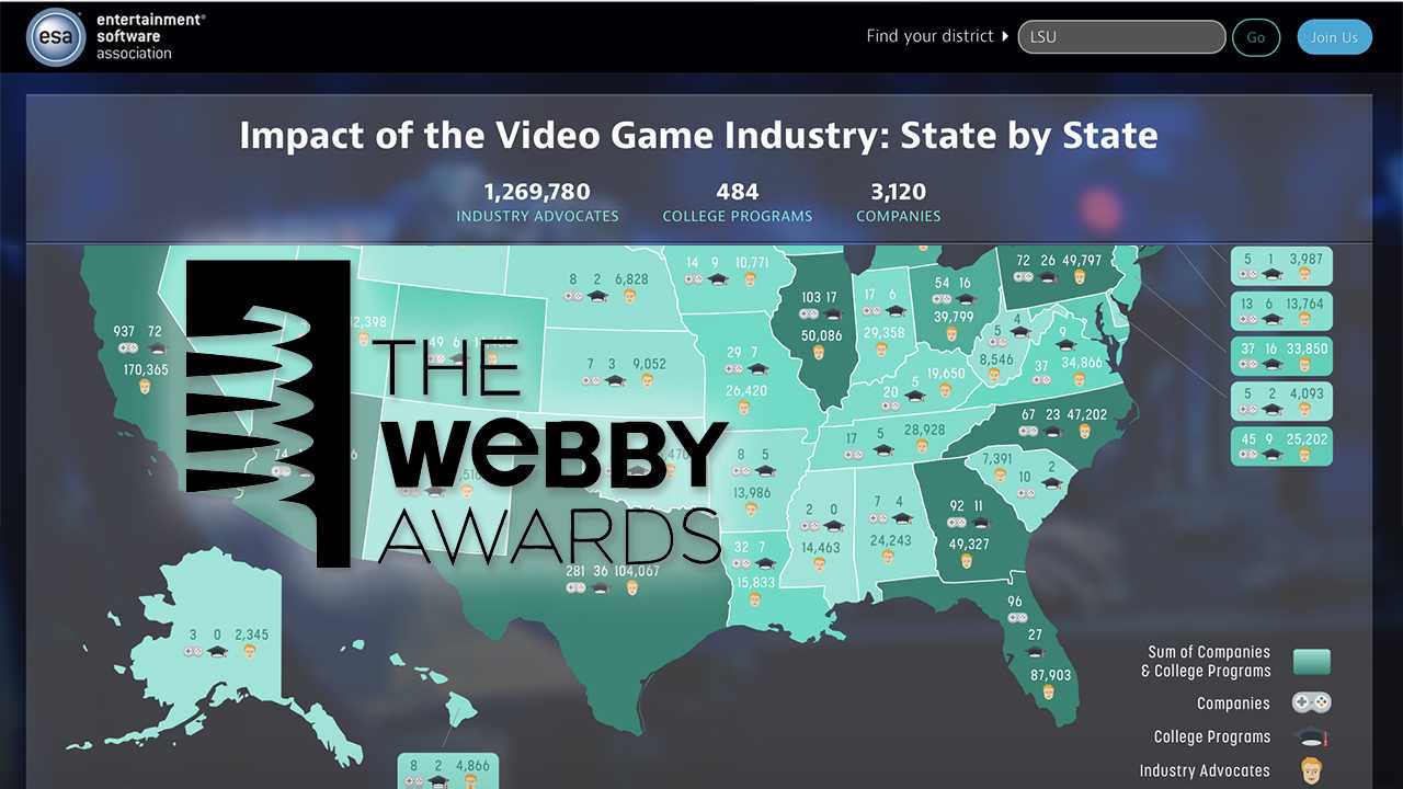 Impact of the Video Game Industry State by State - up for a Webby Award news author