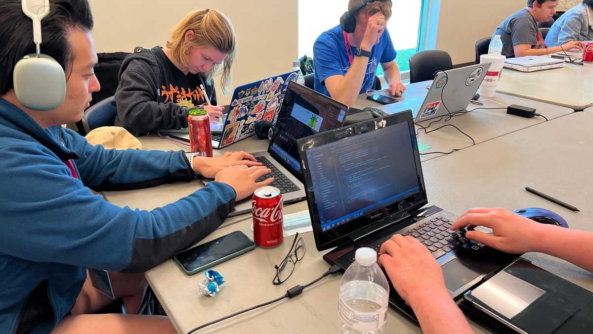 Group of LSU students making games at Chillennium 2022